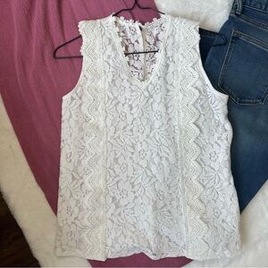 Lace Bohemian White Tank Top Petite